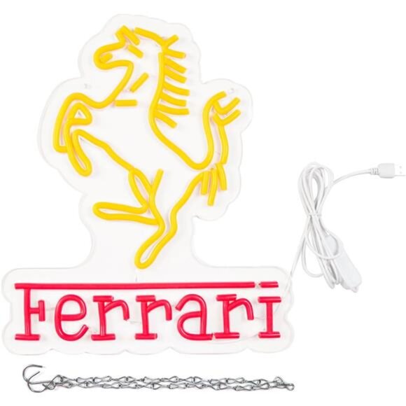 Ferrari Car Logo LED Neon Sign Garage Shop Decor Bar Man Cave Gear Head Mechanix - Picture 6 of 7
